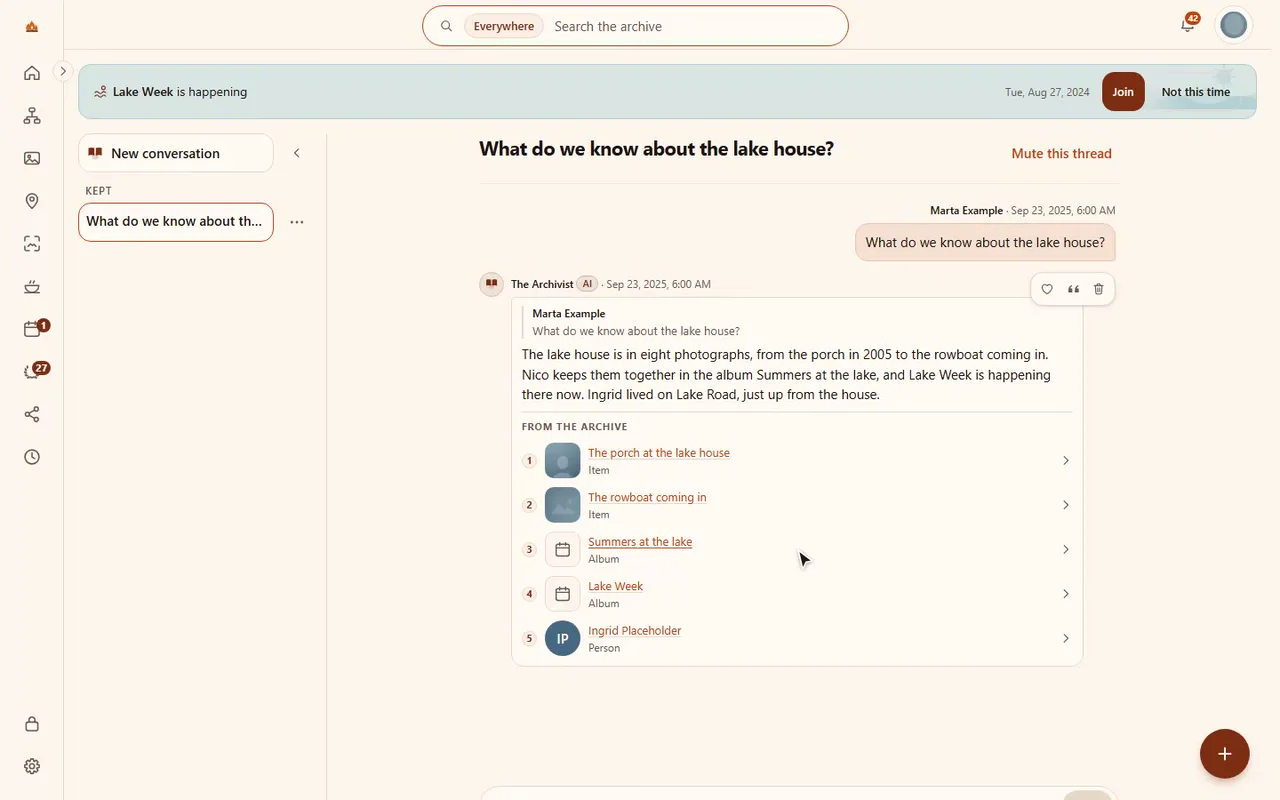 Opening a question put to the Archivist: its answer, with the sources it read.