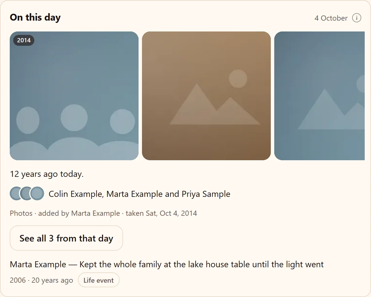 On this day: photos taken on today’s date in earlier years.