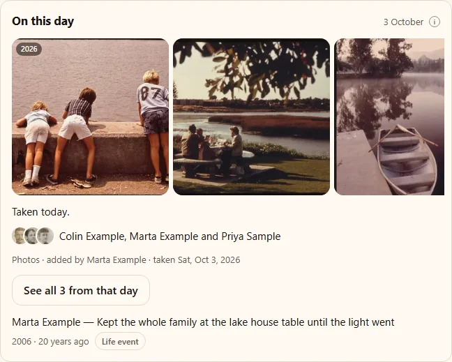 On this day: the photographs taken on today’s date, and what the family recorded on it years ago.